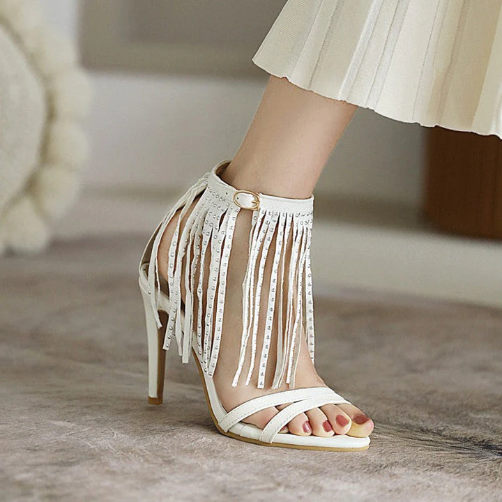 Size 14 women high heels tassels sandals for party