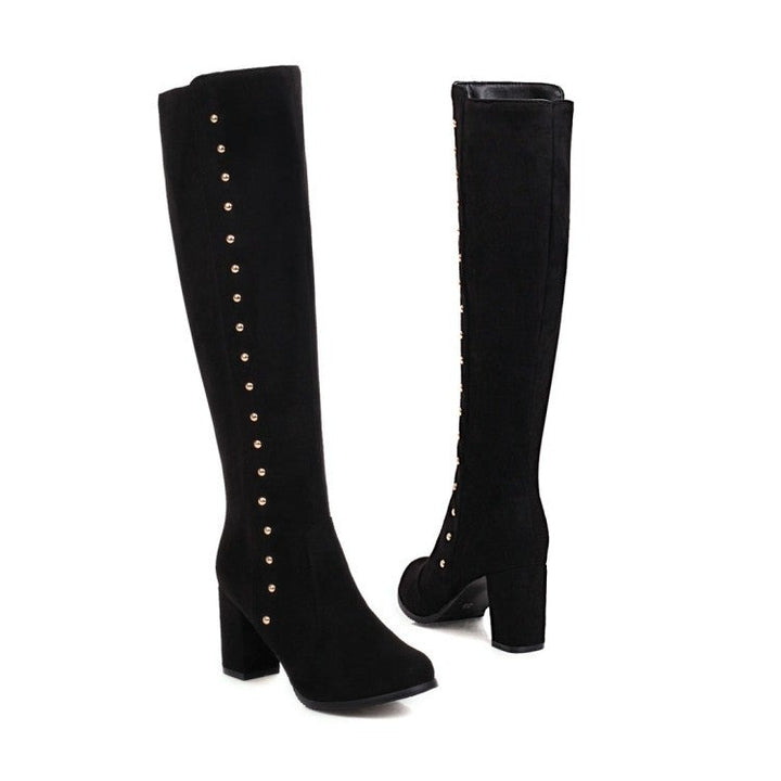 Size 12 faux suede chunky heels knee high knight boots