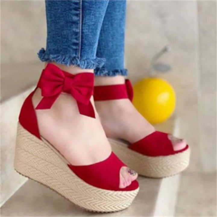 size 5 -  size 11 cute ankle bowtie peep toe wedge sandals