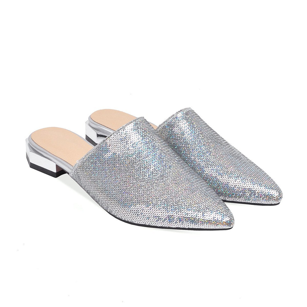 Size 13.5 slip on sequins shining flat mules