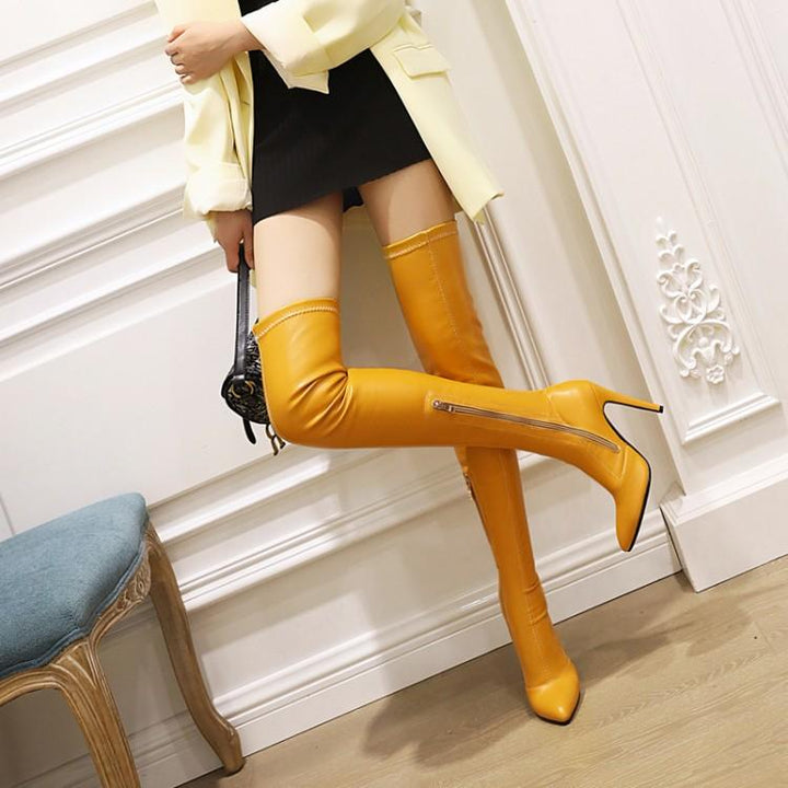 Size 13 sexy stiletto heels pointed toe thigh high boots