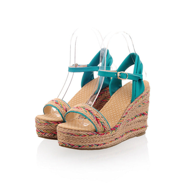 Size 14 espadrille platform 4 inch wedge sandals with ankle strap