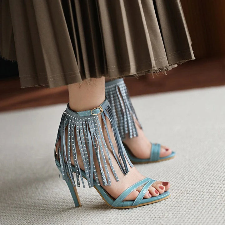 Size 14 women high heels tassels sandals for party