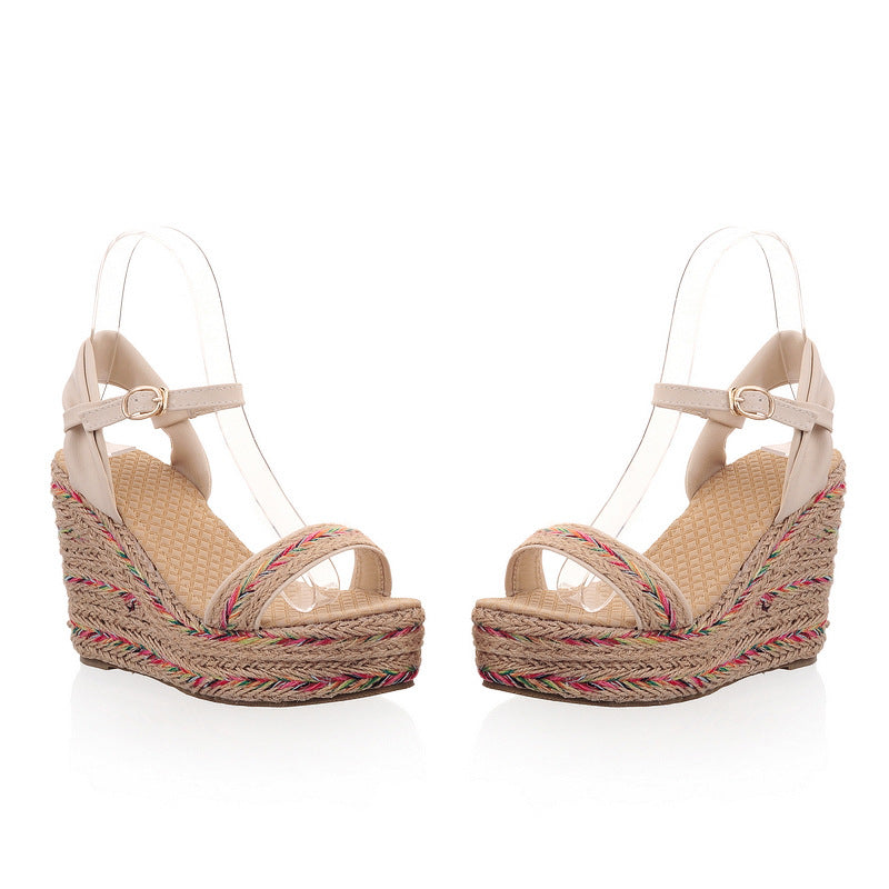 Size 14 espadrille platform 4 inch wedge sandals with ankle strap