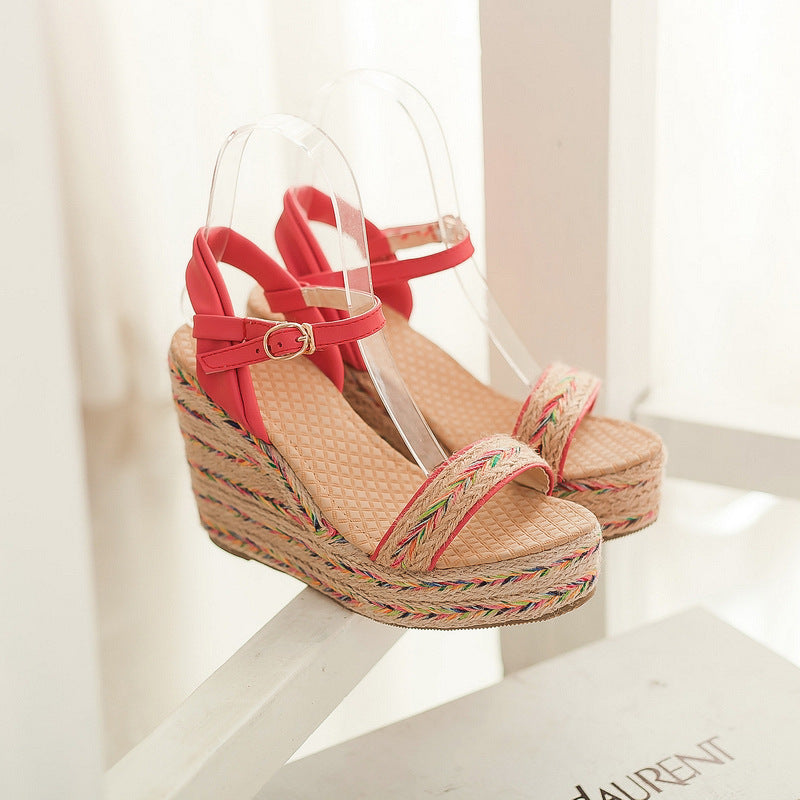 Size 14 espadrille platform 4 inch wedge sandals with ankle strap