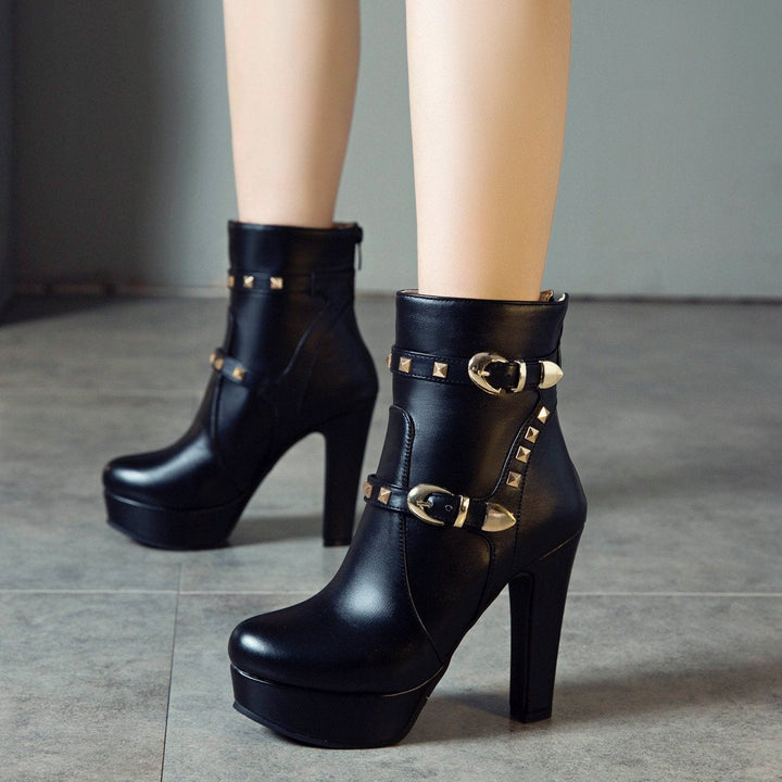 Size 14 sexy rivets chunky platform high heels booties