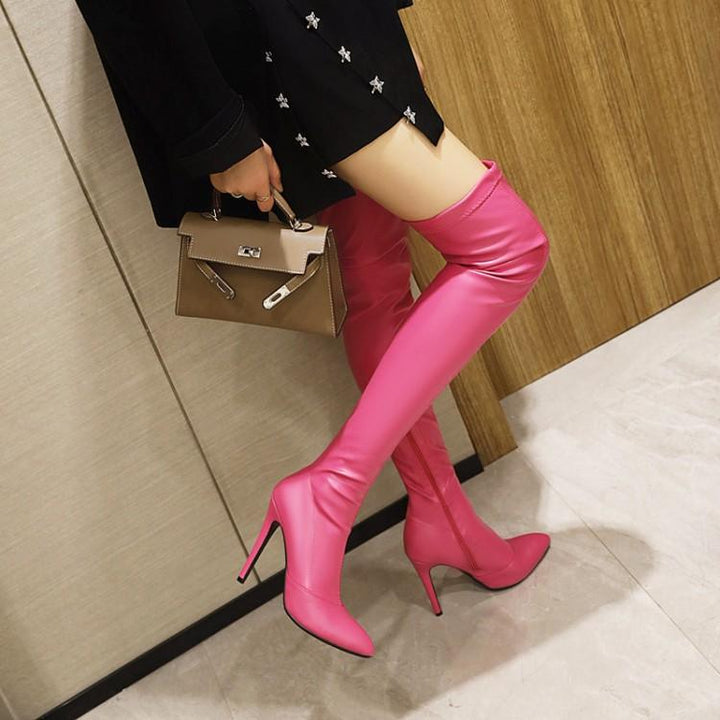 Size 13 sexy stiletto heels pointed toe thigh high boots