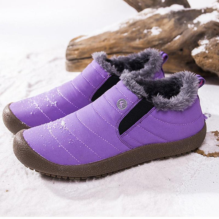 Big Size Unisex Waterproof Fur Lining Snow Boots - GetComfyShoes