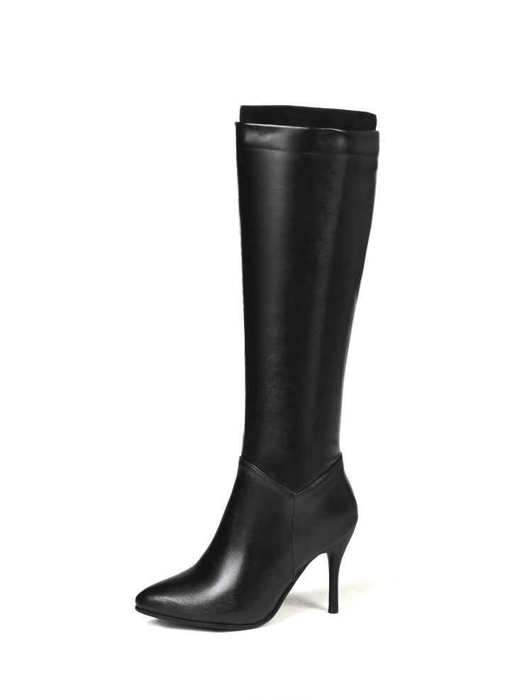 Size 11.5 sexy pointed toe stiletto heels knee high knight boots with side zipper