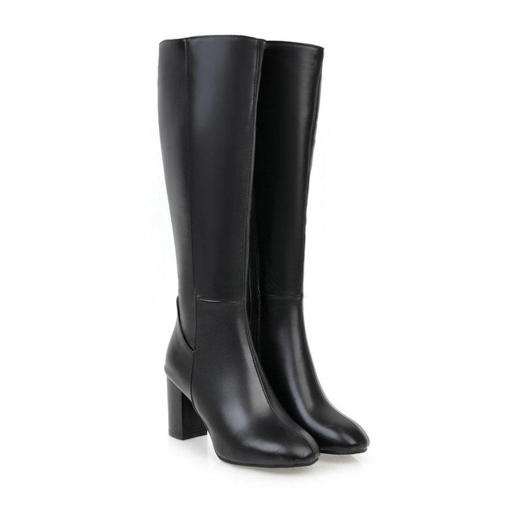 Size 11.5 square toe block heels knee high boots