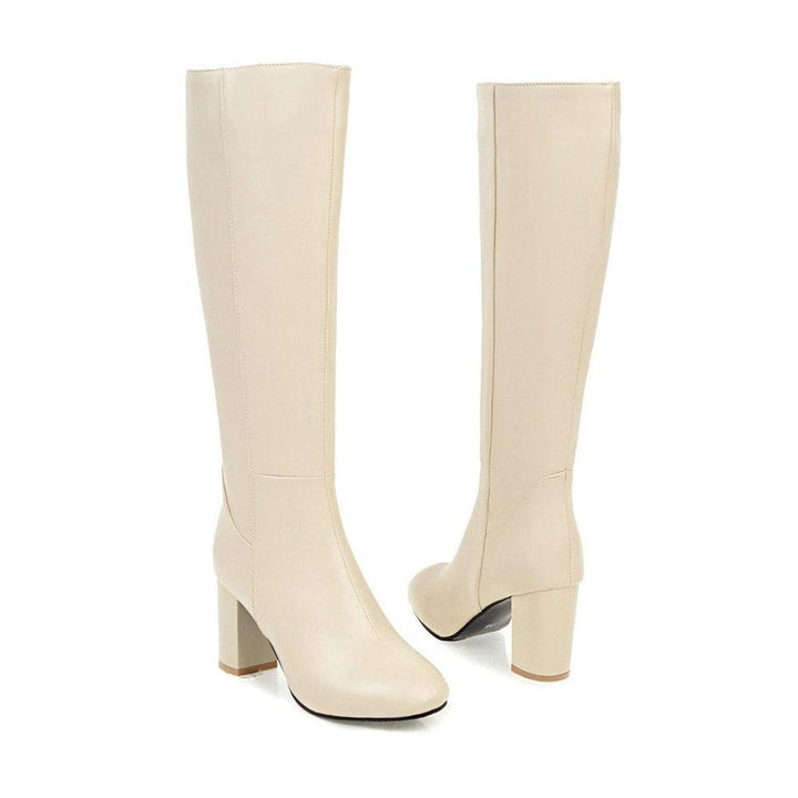 Size 11.5 square toe block heels knee high boots