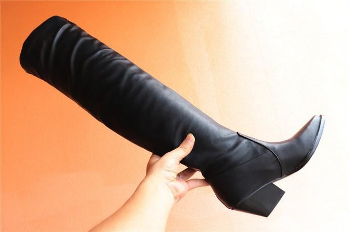 Size 13 chunky heels over the knee boots