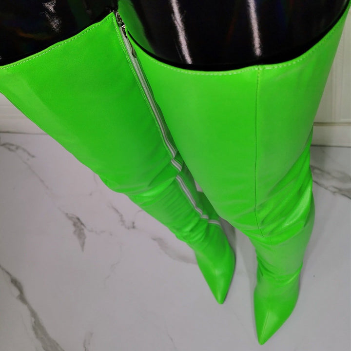 Size 13 stiletto heels thigh high boots with side zipper