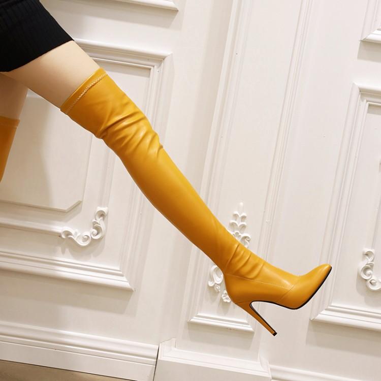 Size 13 sexy stiletto heels pointed toe thigh high boots