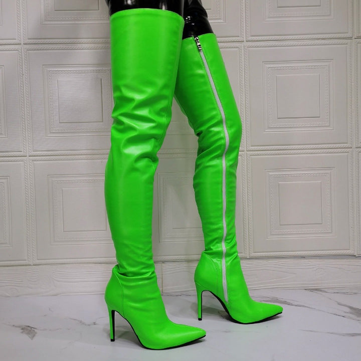 Size 13 stiletto heels thigh high boots with side zipper