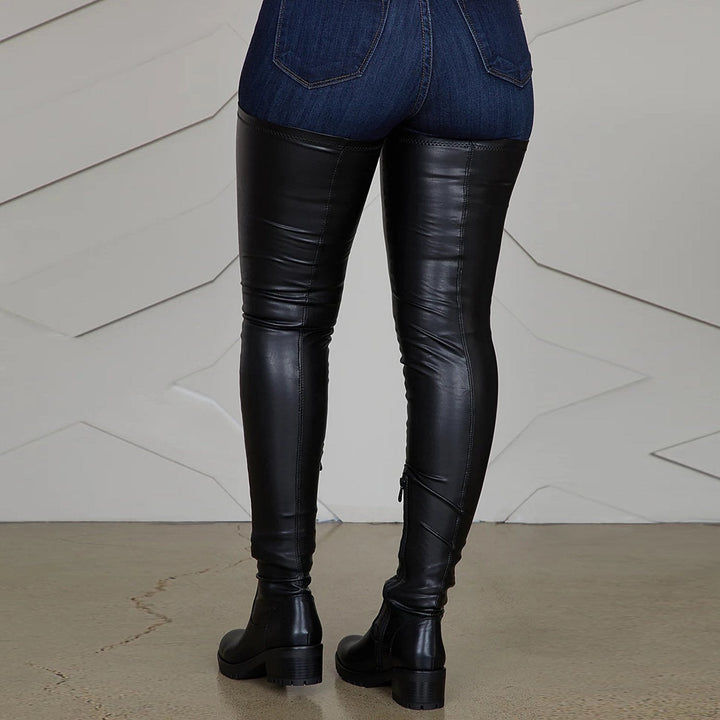 Size 13 elastic slimming thigh high boots