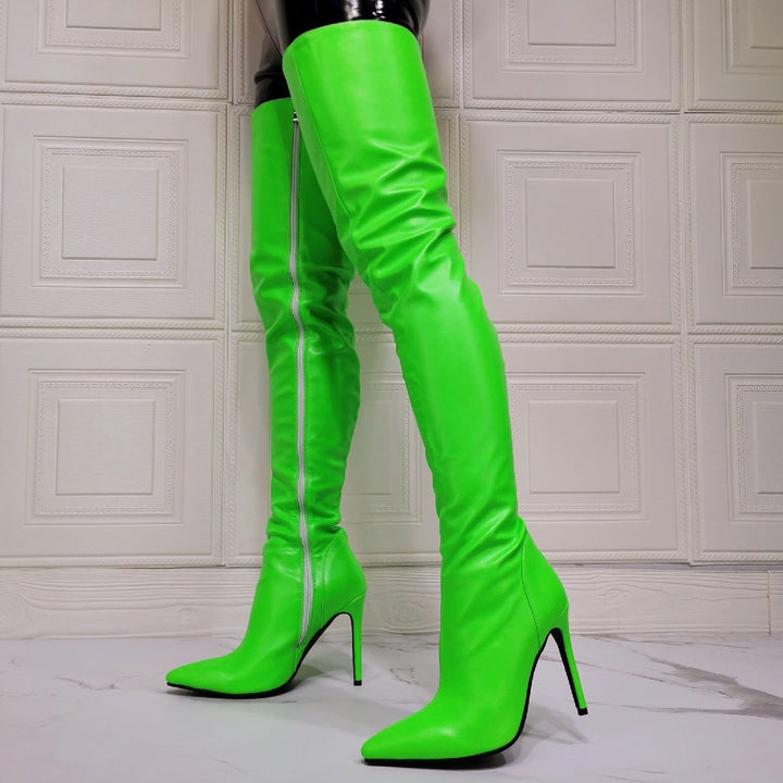 Size 13 stiletto heels thigh high boots with side zipper