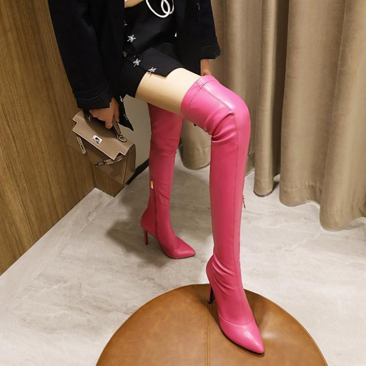 Size 13 sexy stiletto heels pointed toe thigh high boots