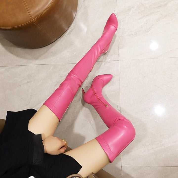 Size 13 sexy stiletto heels pointed toe thigh high boots