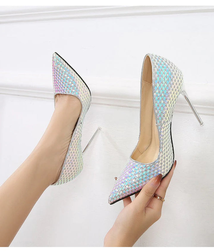 Size 12 metallic shining stiletto pumps for party wedding