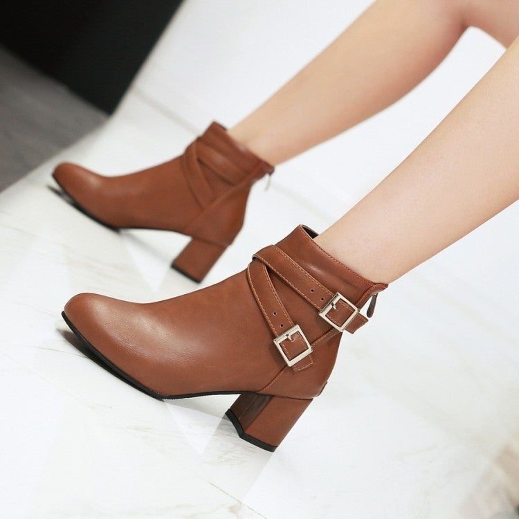 Size 11.5 criss strap chunky heels booties