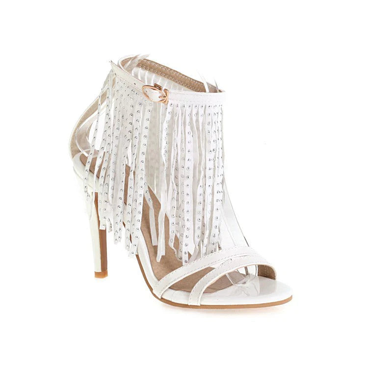 Size 14 women high heels tassels sandals for party