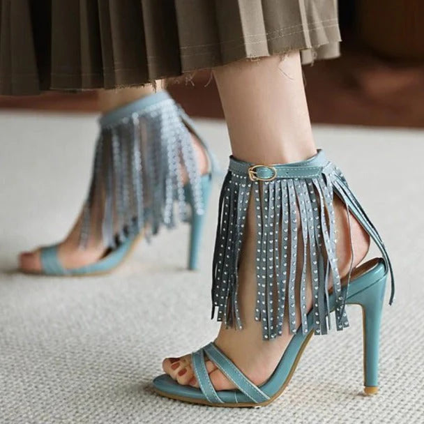 Size 14 women high heels tassels sandals for party