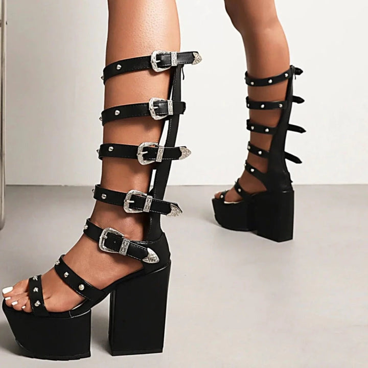 size 12 sexy chunky platform gladiator sandals with buckle strap