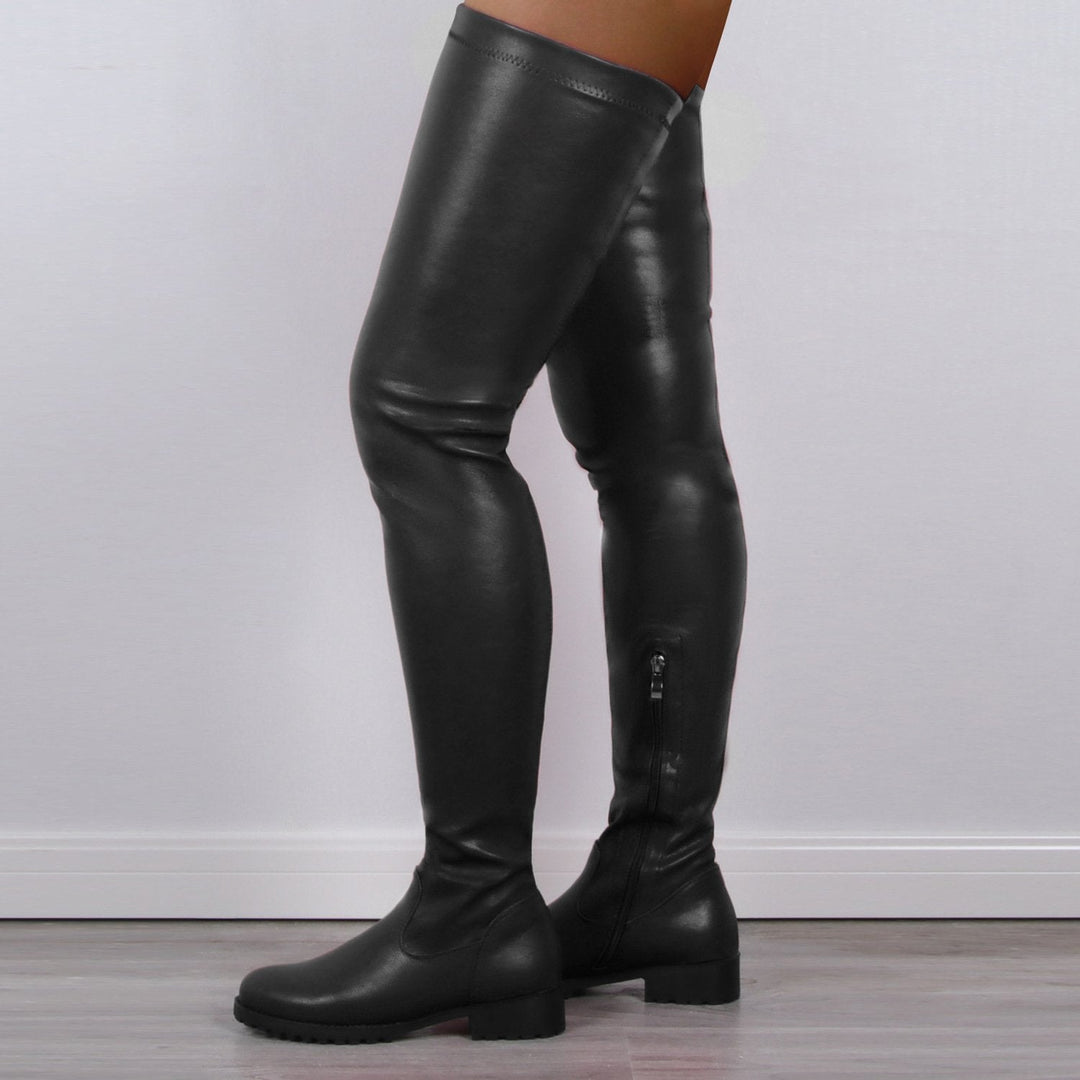 Size 13 elastic slimming thigh high boots