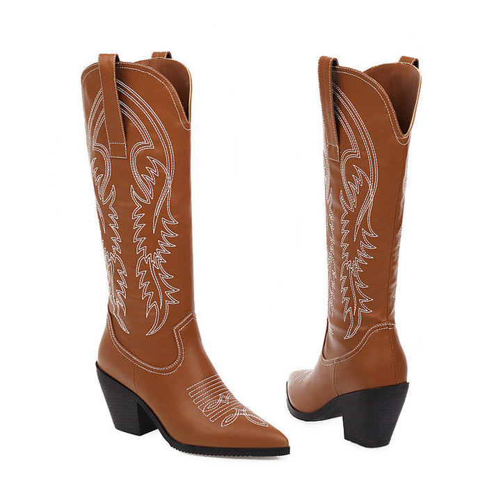 Size 13 pointed toe pull on under the knee high western boots