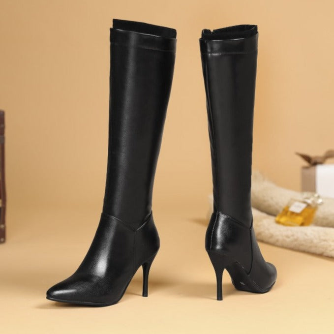 Size 11.5 sexy pointed toe stiletto heels knee high knight boots with side zipper