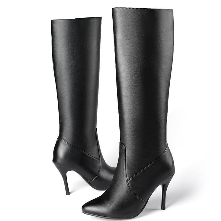 Size 12 stiletto heels under the knee knight boots with side zipper