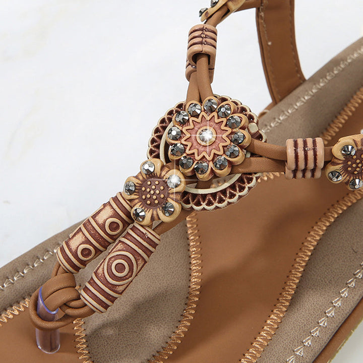 size 11 women flat sandals beach rhinestone boho sandals