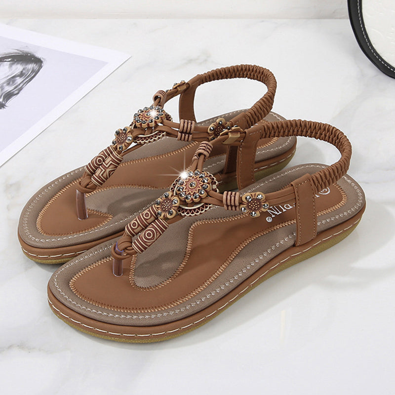size 11 women flat sandals beach rhinestone boho sandals