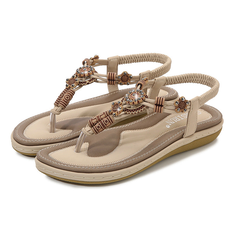 size 11 women flat sandals beach rhinestone boho sandals