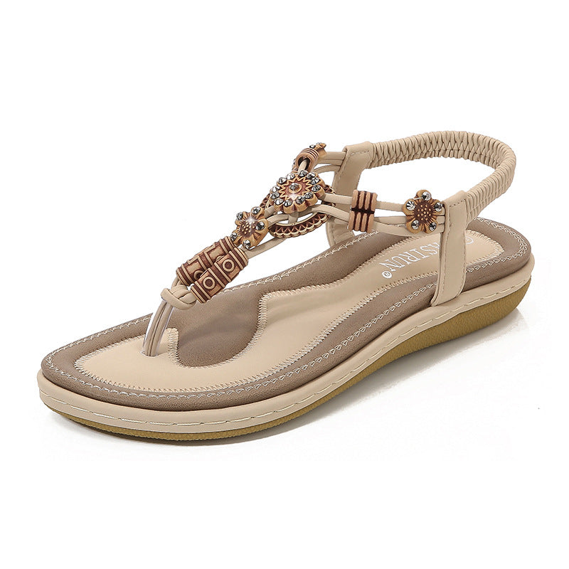 size 11 women flat sandals beach rhinestone boho sandals