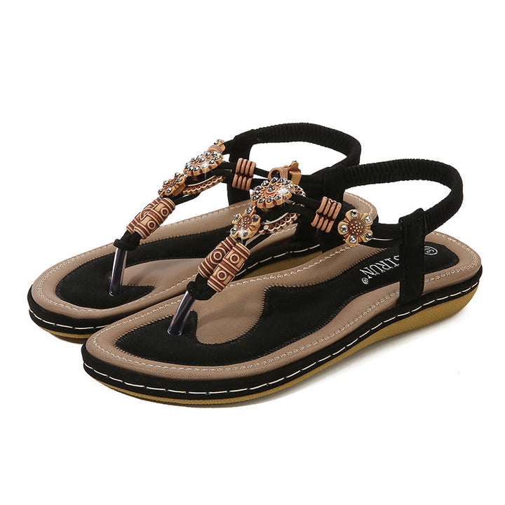 size 11 women flat sandals beach rhinestone boho sandals