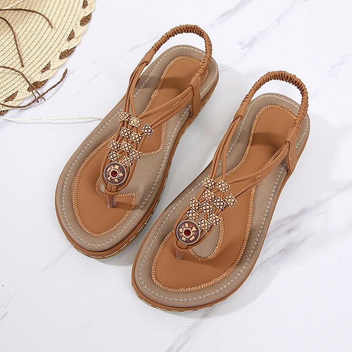 size 11 women flat sandals beaded beach boho sandals