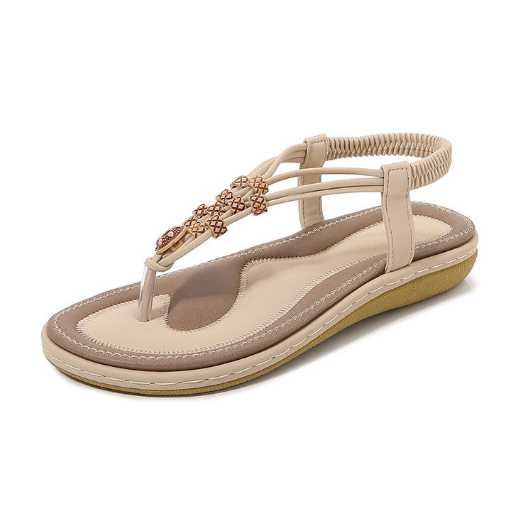 size 11 women flat sandals beaded beach boho sandals