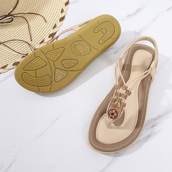 size 11 women flat sandals beaded beach boho sandals