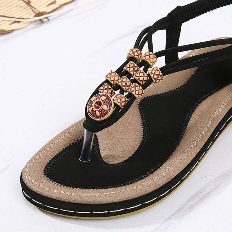 size 11 women flat sandals beaded beach boho sandals