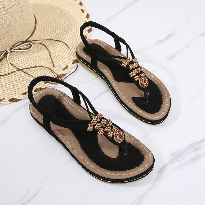 size 11 women flat sandals beaded beach boho sandals