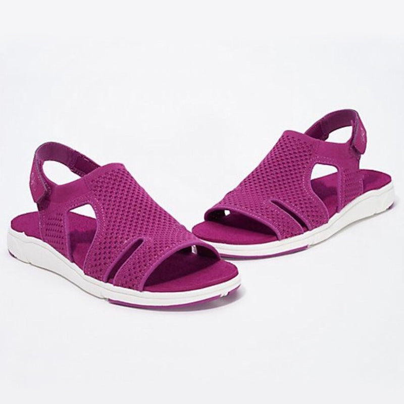 size 11 women flat sandals knit hollow peep toe walking sandals