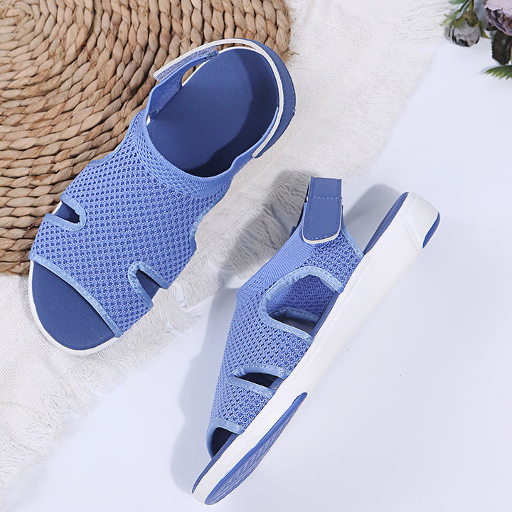 size 11 women flat sandals knit hollow peep toe walking sandals