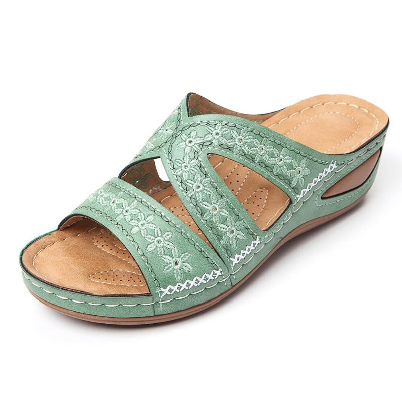 size 11 women wede sandals embroidered slip on walking sandals