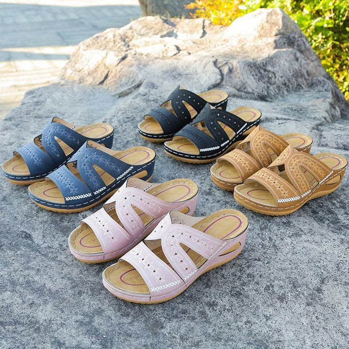 size 11 women wede sandals embroidered slip on walking sandals