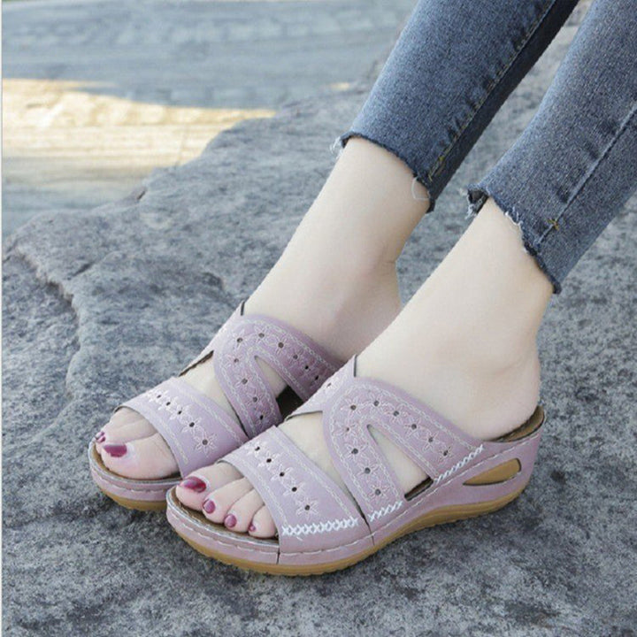 size 11 women wede sandals embroidered slip on walking sandals