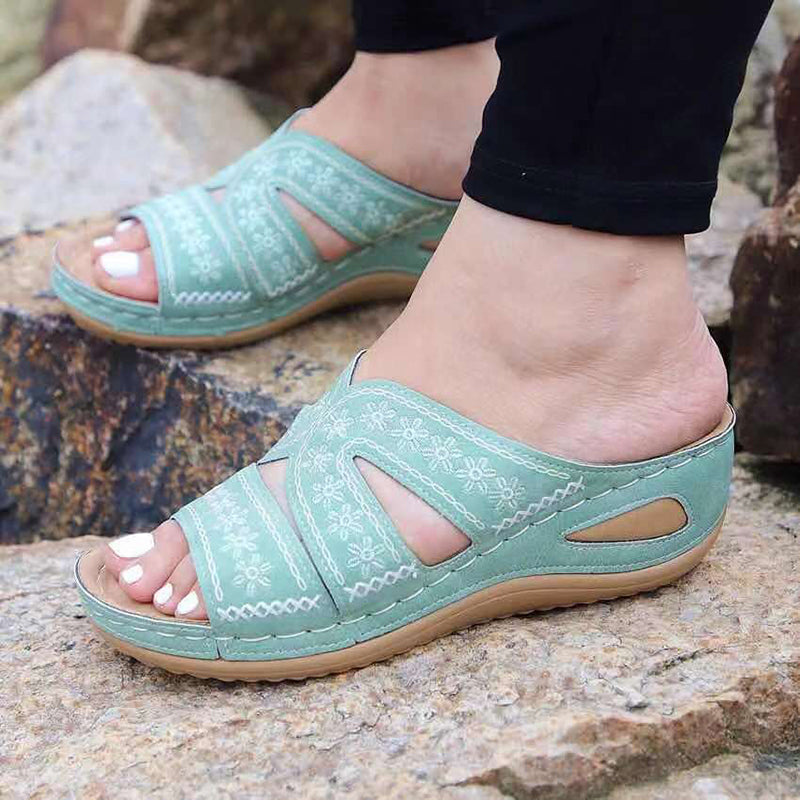 size 11 women wede sandals embroidered slip on walking sandals