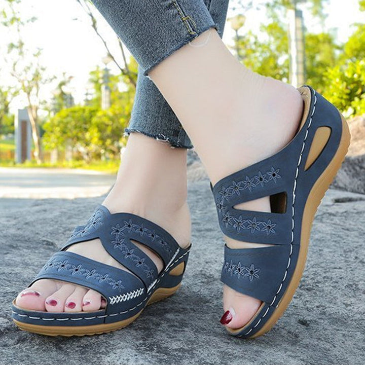 size 11 women wede sandals embroidered slip on walking sandals