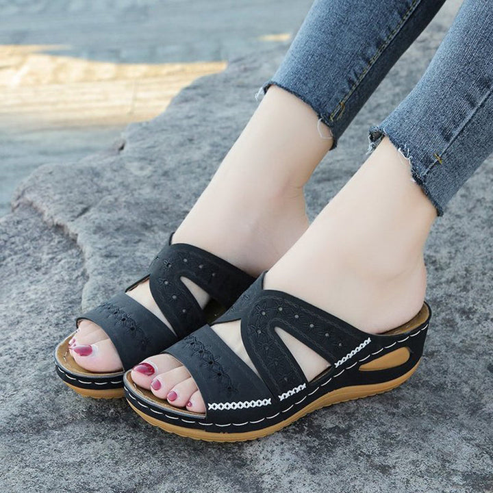 size 11 women wede sandals embroidered slip on walking sandals